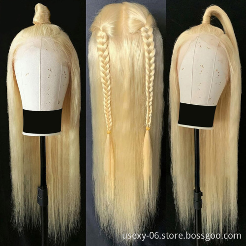 Raw cuticle aligned virgin hair lace front wig vendors 30 inch 613 full lace wig human hair virgin 613 hd frontal wig